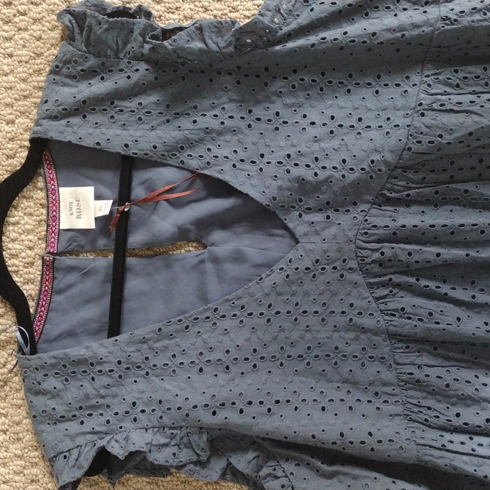 Knox Rose Women's Blue Eyelet Dress, Size XL, 100% Cotton. - Picture 5 of 16
